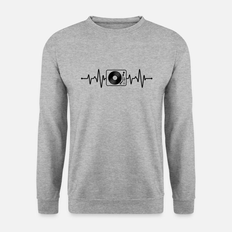 DJ Techno Herzschlag - Unisex Pullover - Weißgrau meliert