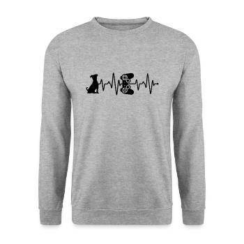 Battement de cœur du joueur et du chien - Sweat-shirt Unisexe - gris chiné - Devant - Alina (178cm) & Michal (187cm)