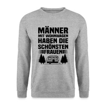 Männer mit Wohnwagen haben die schönsten Frauen - Unisex Pullover - Weißgrau meliert - Vorne - Alina (178cm) & Michal (187cm)