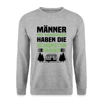 Männer mit Wohnwagen haben die schönsten Frauen - Unisex Pullover - Weißgrau meliert - Vorne - Alina (178cm) & Michal (187cm)
