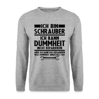 Ich bin schrauber - Unisex Pullover - Weißgrau meliert - Vorne - Alina (178cm) & Michal (187cm)