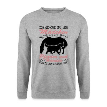 Hunden völlig zufrieden - Unisex Pullover - Weißgrau meliert - Vorne - Alina (178cm) & Michal (187cm)