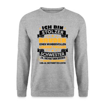 Ich stolzer bruder wundervollen lieben schwester - Unisex Pullover - Weißgrau meliert - Vorne - Alina (178cm) & Michal (187cm)