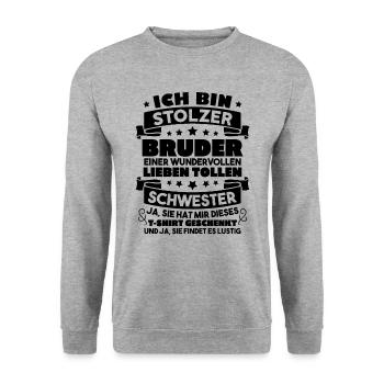 Ich stolzer bruder wundervollen lieben schwester - Unisex Pullover - Weißgrau meliert - Vorne - Alina (178cm) & Michal (187cm)