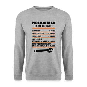 Mécanicien Tarif Horaire - Sweat-shirt Unisexe - gris chiné - Devant - Alina (178cm) & Michal (187cm)