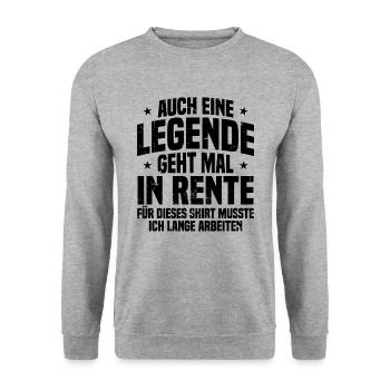 Auch Eine Legende Geht Mal In Rente Geschenk Rente - Unisex Pullover - Weißgrau meliert - Vorne - Alina (178cm) & Michal (187cm)