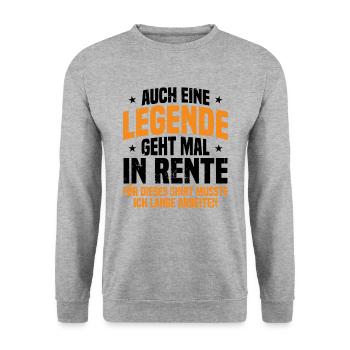 Auch Eine Legende Geht Mal In Rente Geschenk Rente - Unisex Pullover - Weißgrau meliert - Vorne - Alina (178cm) & Michal (187cm)