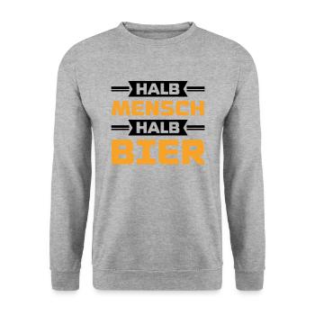 Halb mensch halb bier - Unisex Pullover - Weißgrau meliert - Vorne - Alina (178cm) & Michal (187cm)