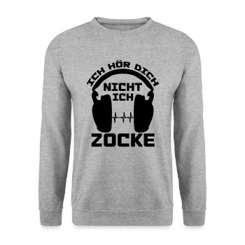 Ich Hör Dich Nicht Ich Zocke - Unisex Pullover - Weißgrau meliert - Vorne - Alina (178cm) & Michal (187cm)