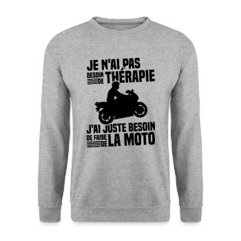Besoin de faire de la moto cadeau motard - Sweat-shirt Unisexe - gris chiné - Devant - Alina (178cm) & Michal (187cm)
