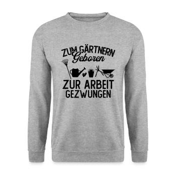 Zum gärtnern geboren zur arbeit gezwungen - Unisex Pullover - Weißgrau meliert - Vorne - Alina (178cm) & Michal (187cm)