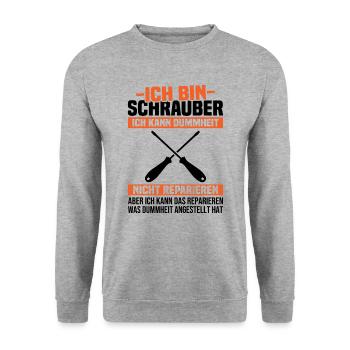 Ich bin Schrauber, ich Dummheit nicht reparieren - Unisex Pullover - Weißgrau meliert - Vorne - Alina (178cm) & Michal (187cm)