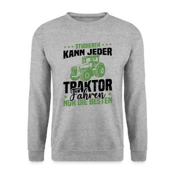 Studieren kann jeder traktor fahren nur die besten - Unisex Pullover - Weißgrau meliert - Vorne - Alina (178cm) & Michal (187cm)