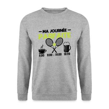 Ma Journée Parfaite Tennis - Sweat-shirt Unisexe - gris chiné - Devant - Alina (178cm) & Michal (187cm)