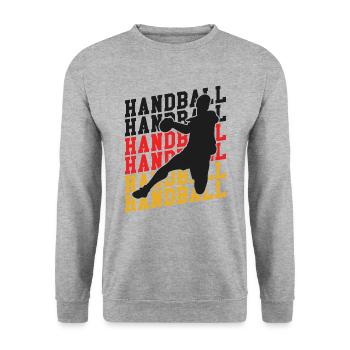 Handball Team Germany Flag Handball Player - Unisex Sweatshirt - salt & pepper - Front - Alina (178cm) & Michal (187cm)