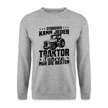 Studieren kann jeder traktor fahren nur die besten - Unisex Pullover - Weißgrau meliert - Vorne - Alina (178cm) & Michal (187cm)