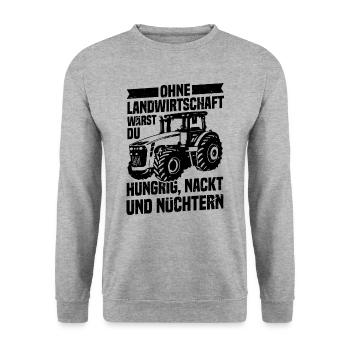 Ohne Landwirtschaft Hungrig Nackt Und Nüchtern - Unisex Pullover - Weißgrau meliert - Vorne - Alina (178cm) & Michal (187cm)