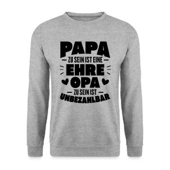 Papa zu sein ist eine Ehre Opa zu sein unbezahlbar - Unisex Pullover - Weißgrau meliert - Vorne - Alina (178cm) & Michal (187cm)