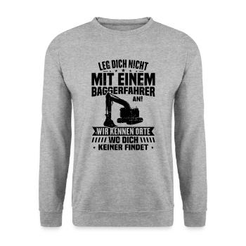 Leg dich nicht mit einem baggerfahrer - Unisex Pullover - Weißgrau meliert - Vorne - Alina (178cm) & Michal (187cm)
