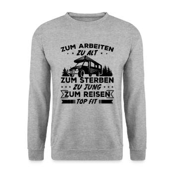 Pour voyager en pleine forme - Gift Traveller - Sweat-shirt Unisexe - gris chiné - Devant - Alina (178cm) & Michal (187cm)