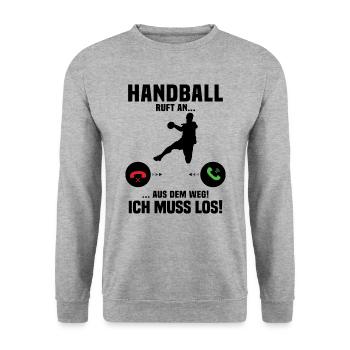 Handball Calls Me, Funny Gift Handball - Unisex Sweatshirt - salt & pepper - Front - Alina (178cm) & Michal (187cm)