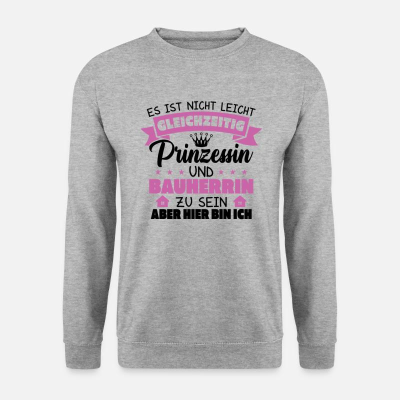 Prinzessin und Bauherrin - Unisex Pullover - Weißgrau meliert