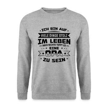 Nichts toppt es eine Opa zu sein - Unisex Pullover - Weißgrau meliert - Vorne - Alina (178cm) & Michal (187cm)