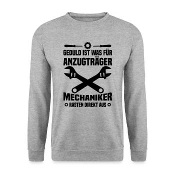 Geduld ist was für anzugträger mechaniker rasten - Unisex Pullover - Weißgrau meliert - Vorne - Alina (178cm) & Michal (187cm)