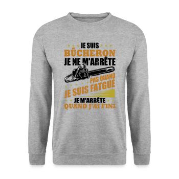 Je suis bûcheron - Sweat-shirt Unisexe - gris chiné - Devant - Alina (178cm) & Michal (187cm)