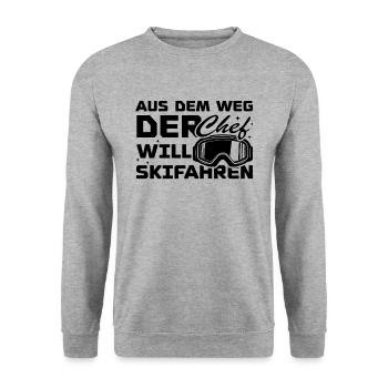 Out of the way the wants to ski - Unisex Sweatshirt - salt & pepper - Front - Alina (178cm) & Michal (187cm)