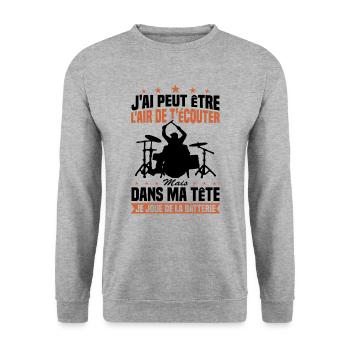 In my head I'm playing drums - Unisex Sweatshirt - salt & pepper - Front - Alina (178cm) & Michal (187cm)