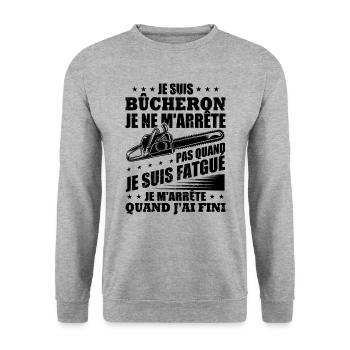 Ich bin Holzfäller - Unisex Pullover - Weißgrau meliert - Vorne - Alina (178cm) & Michal (187cm)