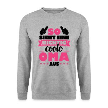 So sieht eine richtig coole Oma aus - Unisex Pullover - Weißgrau meliert - Vorne - Alina (178cm) & Michal (187cm)