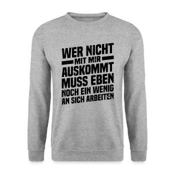 Those who don't get along with me work on themselves - Unisex Sweatshirt - salt & pepper - Front - Alina (178cm) & Michal (187cm)