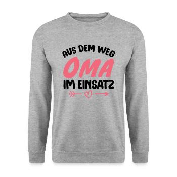 Out of the way grandma in action - Unisex Sweatshirt - salt & pepper - Front - Alina (178cm) & Michal (187cm)