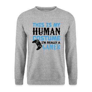 I'm really a gamer - Unisex Sweatshirt - salt & pepper - Front - Alina (178cm) & Michal (187cm)