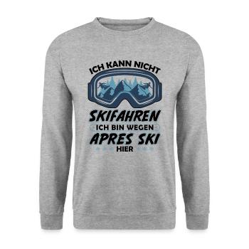 Je ne peux pas skier, je le fais à cause de l’après-ski - Sweat-shirt Unisexe - gris chiné - Devant - Alina (178cm) & Michal (187cm)