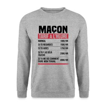 Freimaurer Stundensatz Humor Geschenkidee - Unisex Pullover - Weißgrau meliert - Vorne - Alina (178cm) & Michal (187cm)