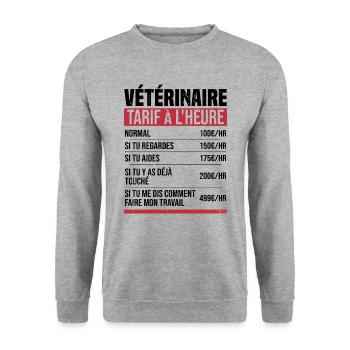 Tierarzt Stundensatz Humor Geschenkidee - Unisex Pullover - Weißgrau meliert - Vorne - Alina (178cm) & Michal (187cm)