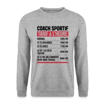 Personal Trainer Stundensatz Humor Geschenkidee - Unisex Pullover - Weißgrau meliert - Vorne - Alina (178cm) & Michal (187cm)