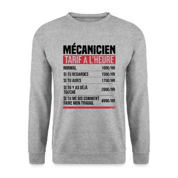 Mechaniker Stundensatz Humor Geschenkidee - Unisex Pullover - Weißgrau meliert - Vorne - Alina (178cm) & Michal (187cm)