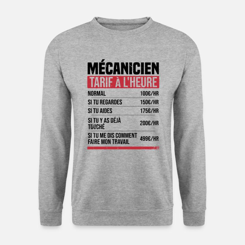 Mechaniker Stundensatz Humor Geschenkidee - Unisex Pullover - Weißgrau meliert
