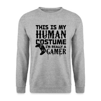 I'm really a gamer - Unisex Sweatshirt - salt & pepper - Front - Alina (178cm) & Michal (187cm)