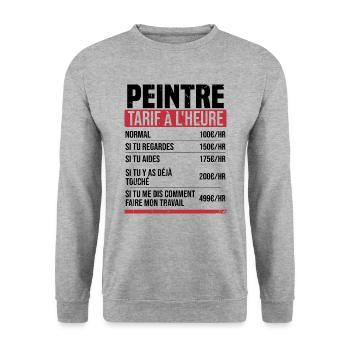 Peintre tarif à l'heure idée cadeau humour - Sweat-shirt Unisexe - gris chiné - Devant - Alina (178cm) & Michal (187cm)