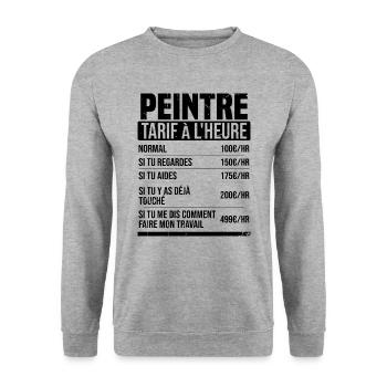 Maler Stundensatz Humor Geschenkidee - Unisex Pullover - Weißgrau meliert - Vorne - Alina (178cm) & Michal (187cm)