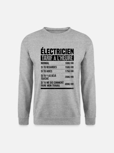 Elektriker Stundensatz Geschenkidee Humor - Unisex Pullover - Weißgrau meliert