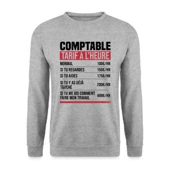 Buchhalter Stundensatz Humor Geschenkidee - Unisex Pullover - Weißgrau meliert - Vorne - Alina (178cm) & Michal (187cm)
