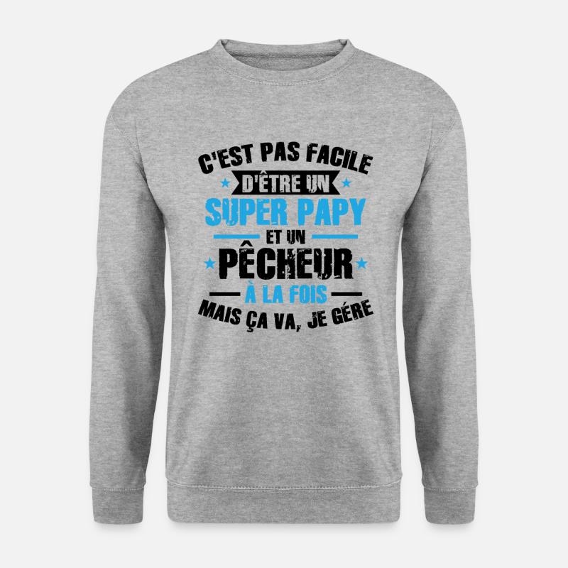 Super Opa und Fischer - Unisex Pullover - Weißgrau meliert