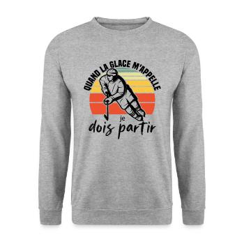 Quand la glace m'appelle je dois partir Hockey - Unisex Sweatshirt - salt & pepper - Front - Alina (178cm) & Michal (187cm)