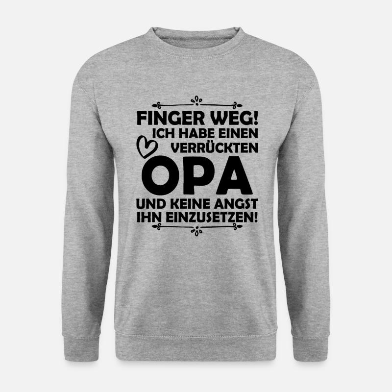 Ich habe einen verrückten Opa - Unisex Pullover - Weißgrau meliert